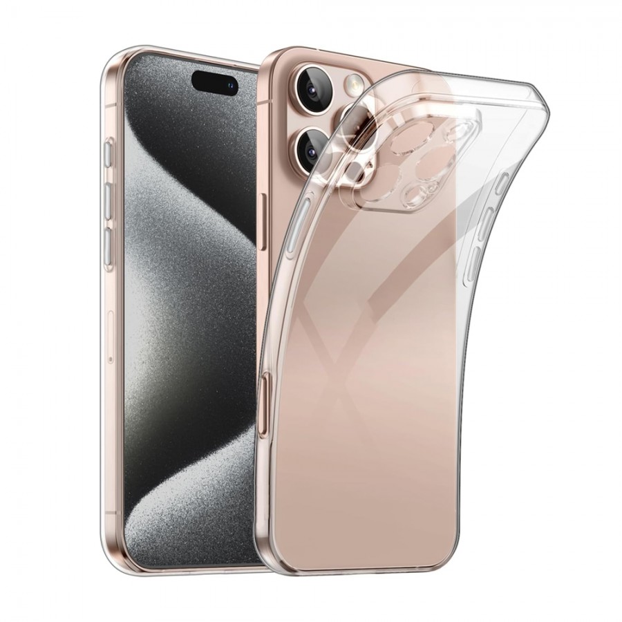 iPhone 16 Pro Max Kılıf Metal Tuşlu Kamera Korumalı Silikon Şeffaf Arka Kapak