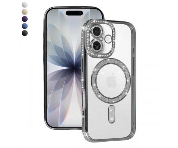 iPhone 17 Kılıf Joke Seri Magsafe Özellikli Taşlı Simli Silikon K&hellip;