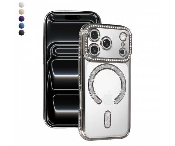 iPhone 17 Pro Kılıf Joke Seri Magsafe Özellikli Taşlı Simli Silik&hellip;