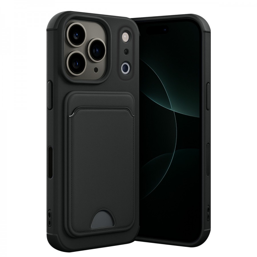 iPhone 17 Pro Max Cardy Soft Kartlık Cepli Silikon Kapak iPhone 17 Pro Max Cardy Soft Kartlık Cepli Silikon Kapak