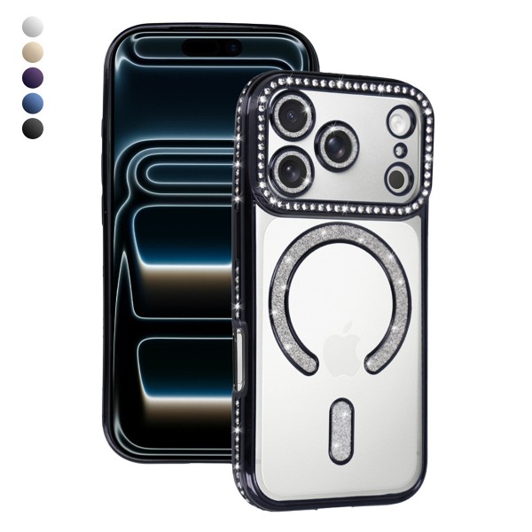 iPhone 17 Pro Max Kılıf Joke Seri Magsafe Özellikli Taşlı Simli Silik&hellip;