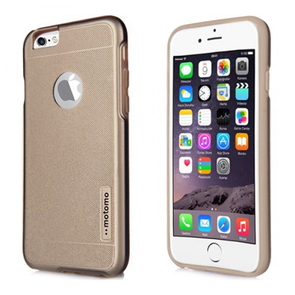 iPhone 4 / 4S Kılıf Motomo Sert Arka Kapak Gold…