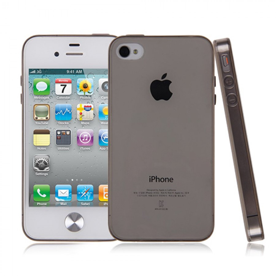 iPhone 4/4s Kılıf Soft Silikon Şeffaf-Siyah Arka Kapak