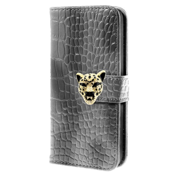 iPhone 4s Leopar Taşlı Cüzdanlı Kılıf Gri…