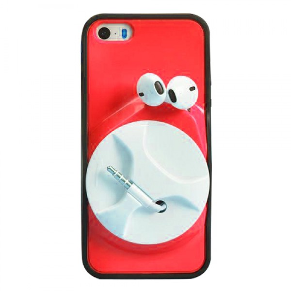 iPhone 5-5s-SE Kulaklık Makaralı Arka Kapak Kırmızı…