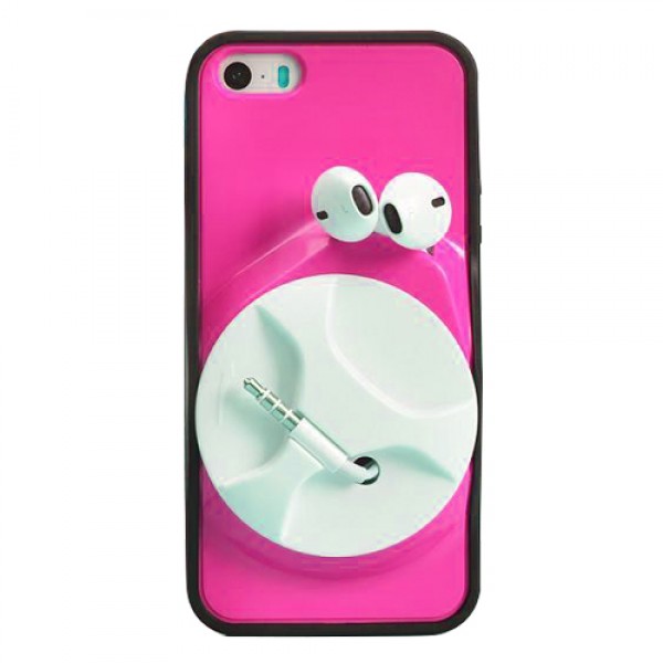 iPhone 5-5s-SE Kulaklık Makaralı Arka Kapak Pembe…