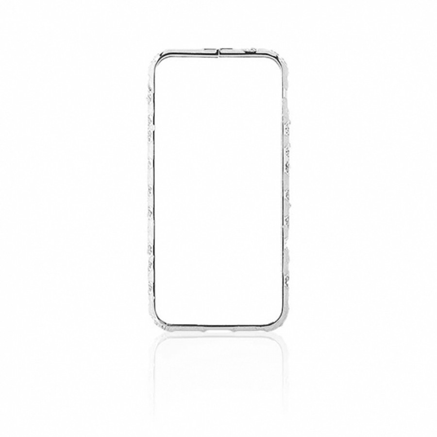 iPhone 6 0,7 mm Taşlı Metal Bumper Arka Koruma Kapaklı Gri