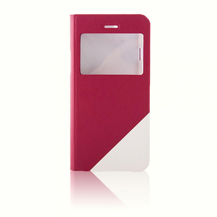 iPhone 6 / 6s İki Renkli Standlı Yan Kapaklı Kılıf Kırmızı-Beyaz
