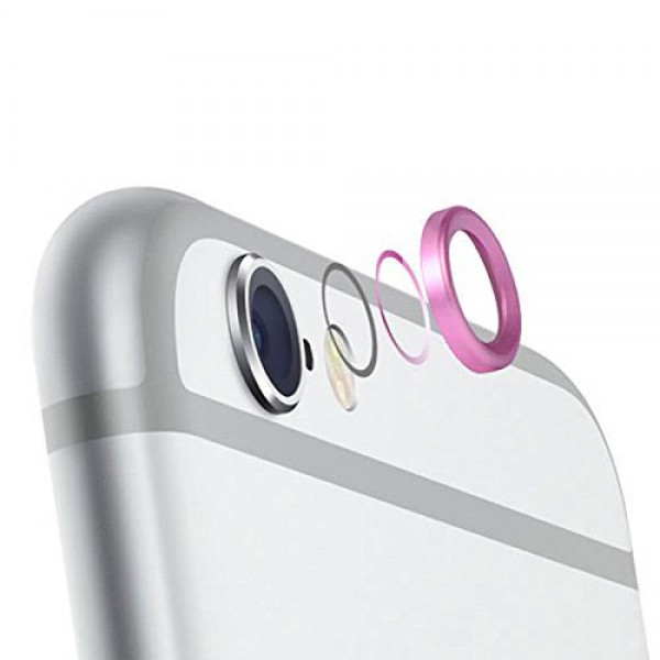 iPhone 6 / 6s Kamera Lens Koruyucu Cam Metal Kenarlı Pembe…