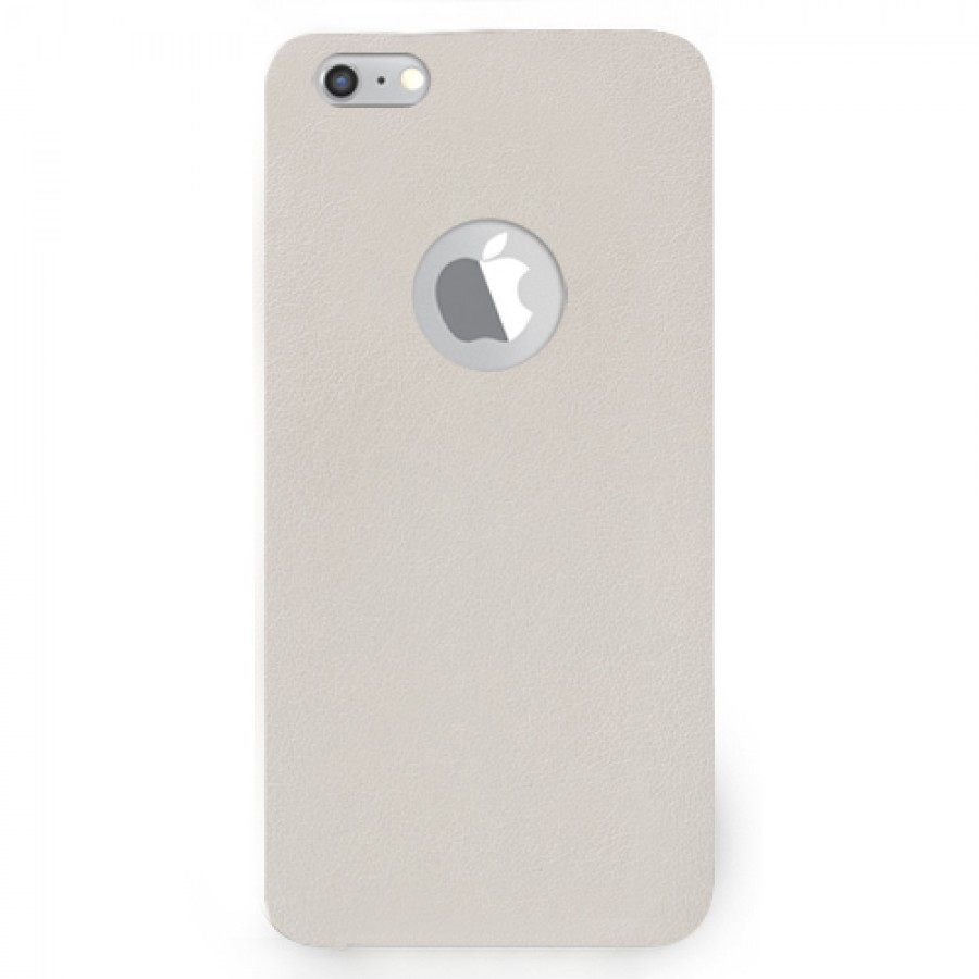 iPhone 6-6s Kılıf Deri Dokulu Arka Kapak Beyaz