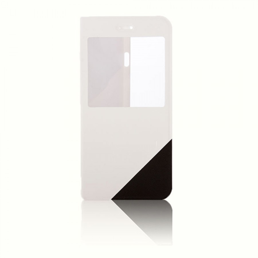 iPhone 6 Plus 5,5 inç İki Renkli Standlı Yan Kapaklı Kılıf Beyaz