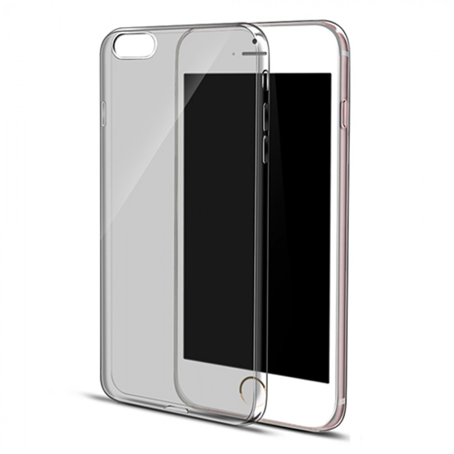 iPhone 6 Plus/6s Plus Kılıf Soft Silikon Şeffaf-Siyah Arka Kapak