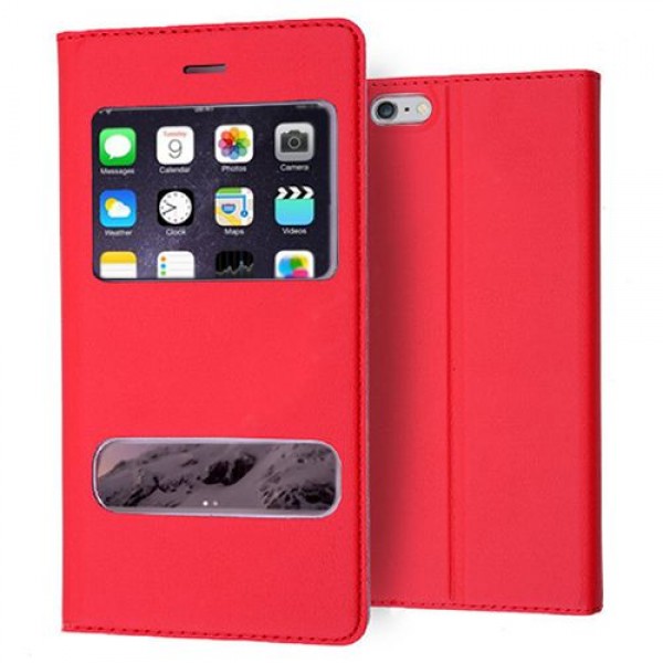 iPhone 6 Plus Gizli Mıknatıslı Pencereli Kılıf Kırmızı…