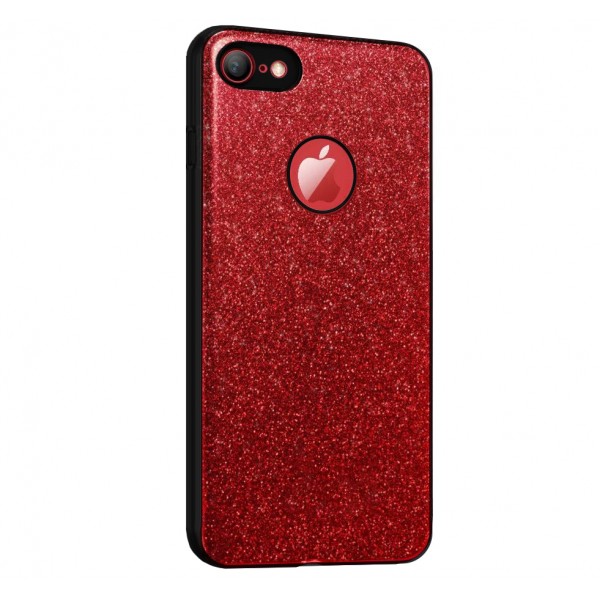 iPhone 7-8 360 Derece Slim Premium Simli Silikon Kılıf Kırmızı…