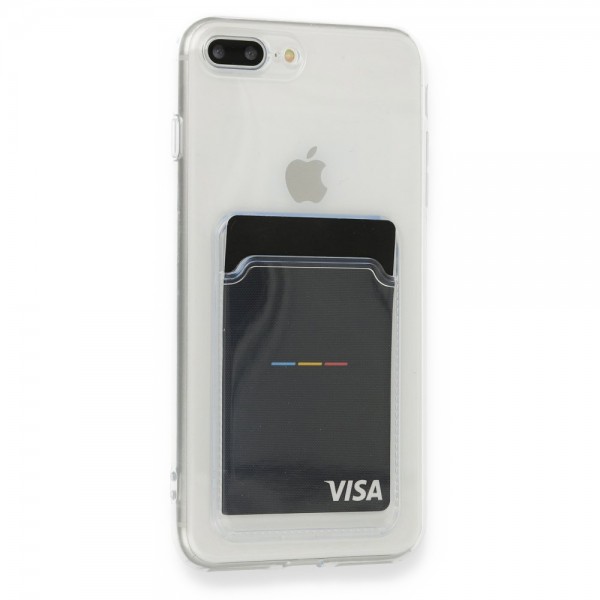 iPhone 7 Plus / 8 Plus Kılıf Cardy Şeffaf Kartlık Cepli Kapak…