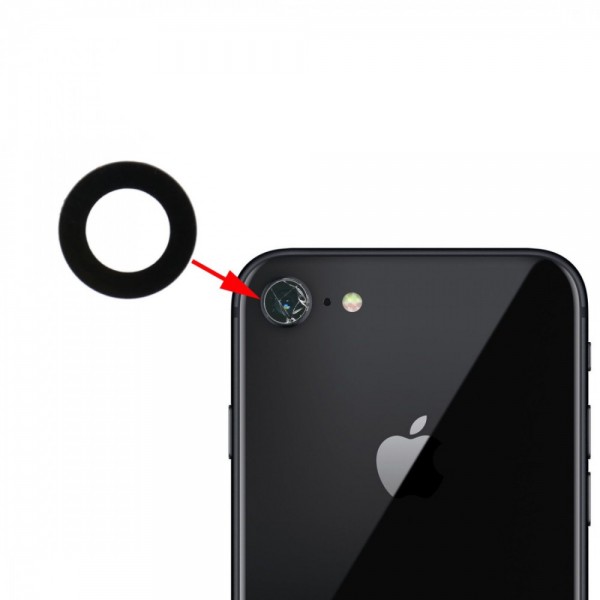 iPhone 8 Kamera Lensi Kamera Camı - Siyah