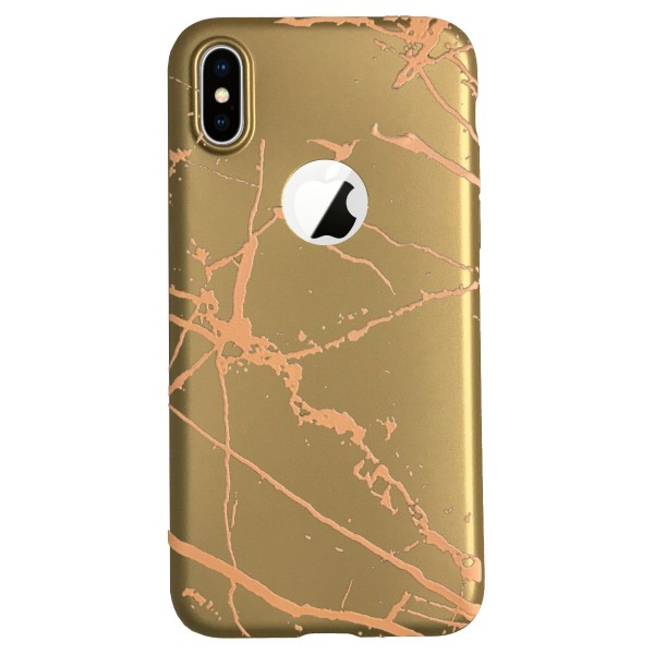 iPhone X/XS Fırça Desen Silikon Arka Kapak Gold…