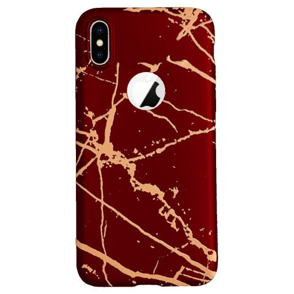 iPhone X/XS Fırça Desen Silikon Arka Kapak Kırmızı…