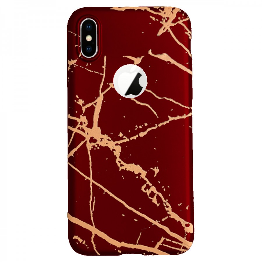 iPhone X/XS Fırça Desen Silikon Arka Kapak Kırmızı