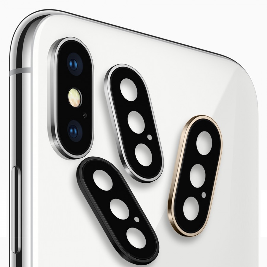 iPhone XS Max Kamera Lens Koruyucu Metal Kenarlı Cam