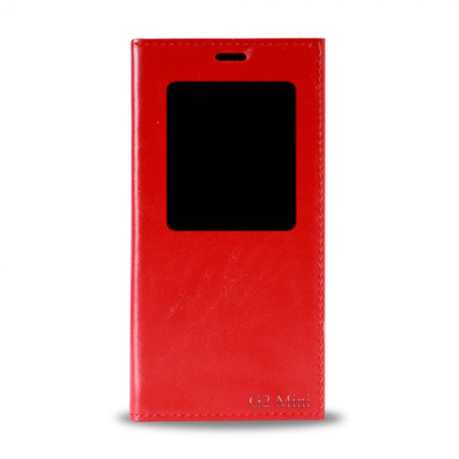 LG G2 Mini D610 Gizli Mıknatslı Pencereli Premium Magnum Kılıf Kırmızı