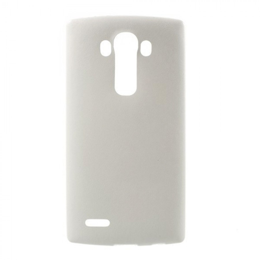 LG G3 D855 Kılıf Deri Dokulu Arka Kapak Beyaz