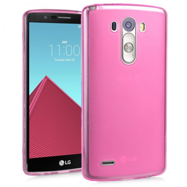 LG G4 Kılıf Soft Silikon Şeffaf-Pembe Arka Kapak…