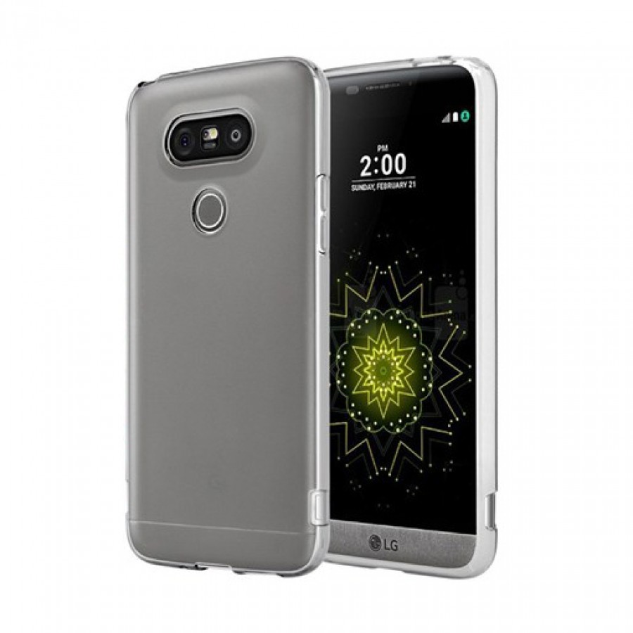 LG G5 Kılıf Soft Silikon Şeffaf-Siyah Arka Kapak