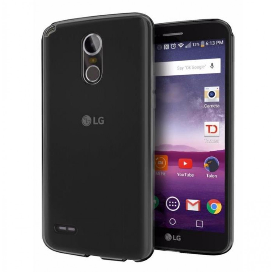 LG Stylus 3 Kılıf Soft Silikon Şeffaf-Siyah Arka Kapak