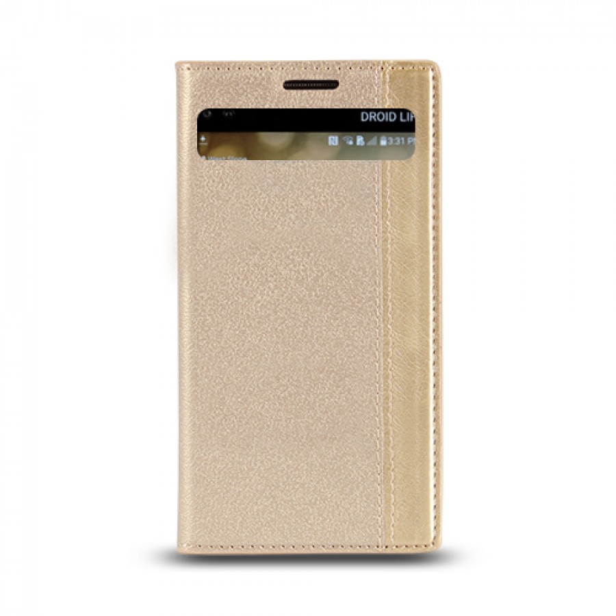 LG V10 Gizli Mıknatıslı Pencereli Magnum Kılıf Gold