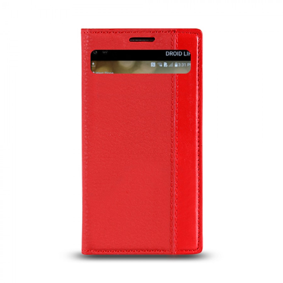 LG V10 Gizli Mıknatıslı Pencereli Magnum Kılıf Kırmızı