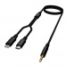 LinkTech A204 Type-C + Lightning - 3.5mm AUX Kablo 1.20mt Siyah