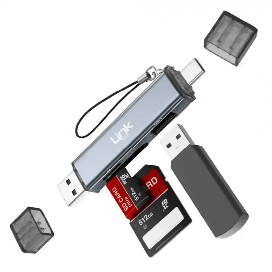 LinkTech A208 3in1 USB-A to Type-C Hafıza Kart Okuyucu Dönüştürücü