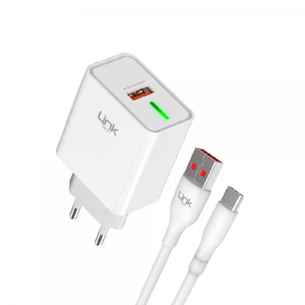 LinkTech C248 22.5W PD/QC USB - Type-C Kablolu Şarj Aleti Set Beyaz…
