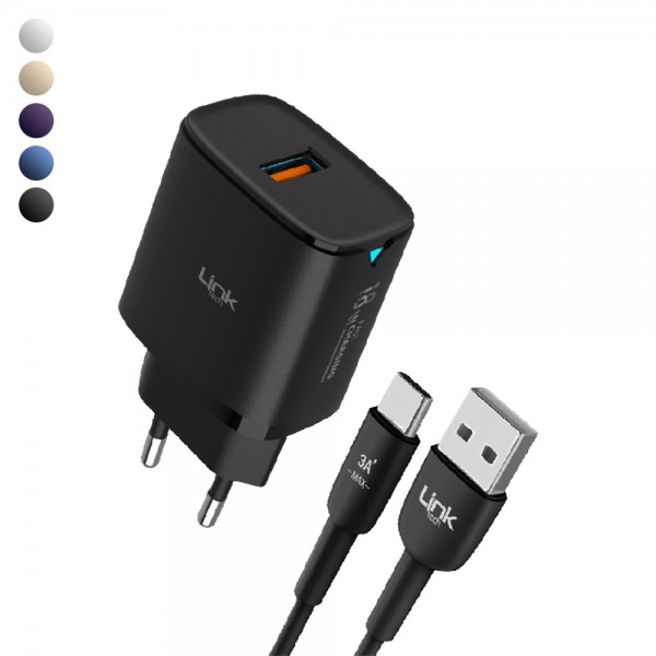 LinkTech C303 18W Auto ID Type-C Kablolu Şarj Aleti Set