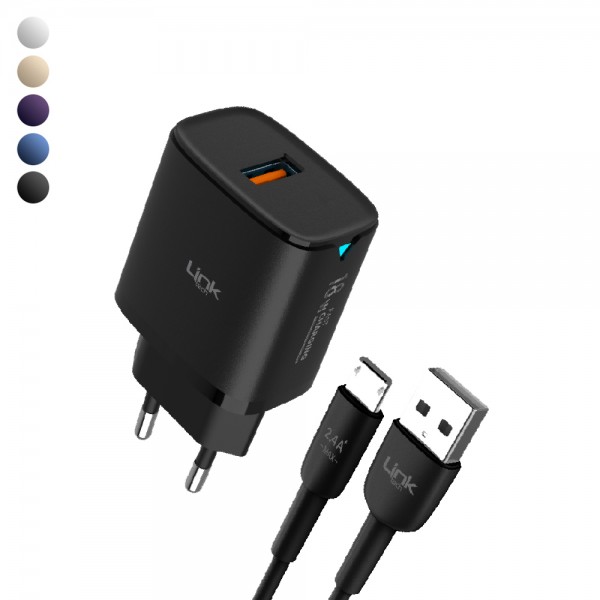 LinkTech C305 18W Auto ID Micro USB Kablolu Şarj Aleti Set