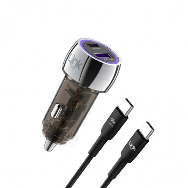 LinkTech C437 55W Dual PD30W + QC25W Şeffaf Araç Şarj Aleti Type-C to T…
