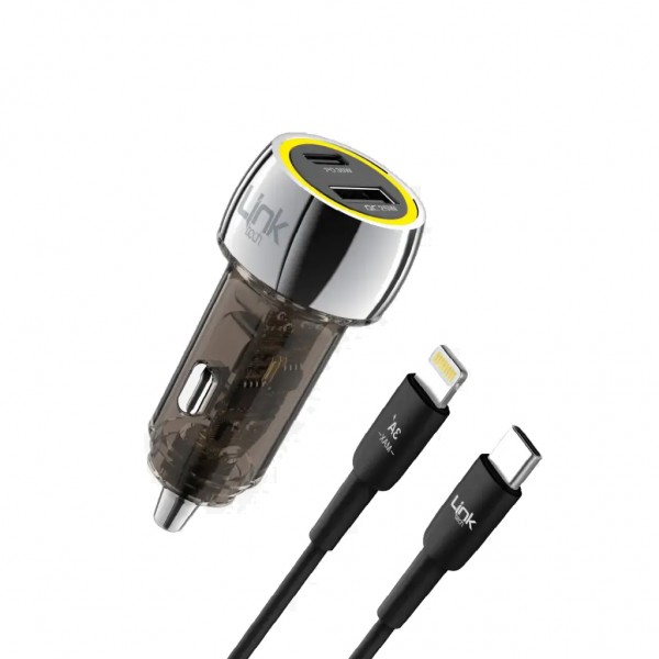 LinkTech C438 55W Dual PD30W + QC25W Şeffaf Araç Şarj Aleti Type-C to L…