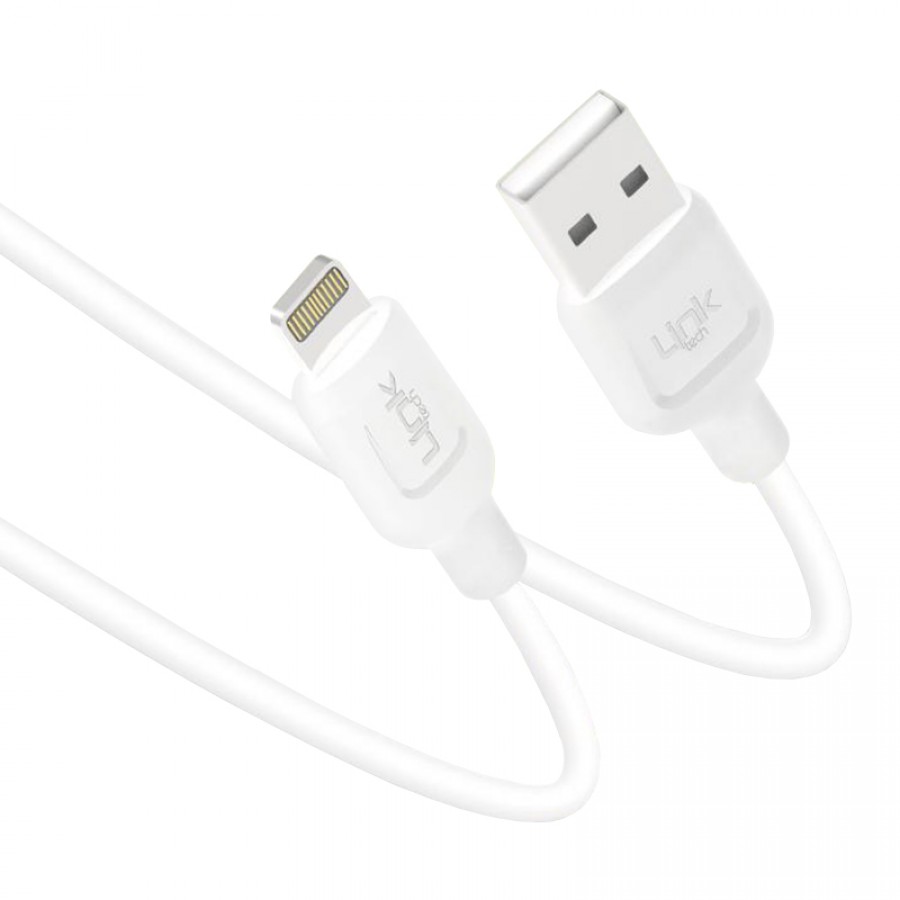 Linktech K449 Strong Lightning - USB Data/Şarj Kablosu 1mt 2.4A Beyaz