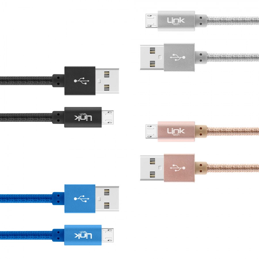 LinkTech K542 Micro USB Örgü Metal Başlı 30cm Şarj ve Data Kablosu
