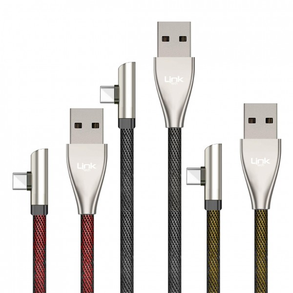 LinkTech K591 Type-C Örgü 90 Derece Ledli 1.2mt USB Şarj ve Data Ka…