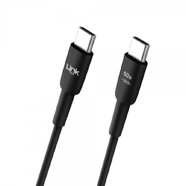 LinkTech K604 Safe Type-C - Type-C 60W Hızlı Şarj Kablosu 1mt Siyah
