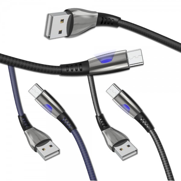 LinkTech K610 Premium Micro USB Işıklı Data/Şarj Kablosu 2.4A 1.2m…