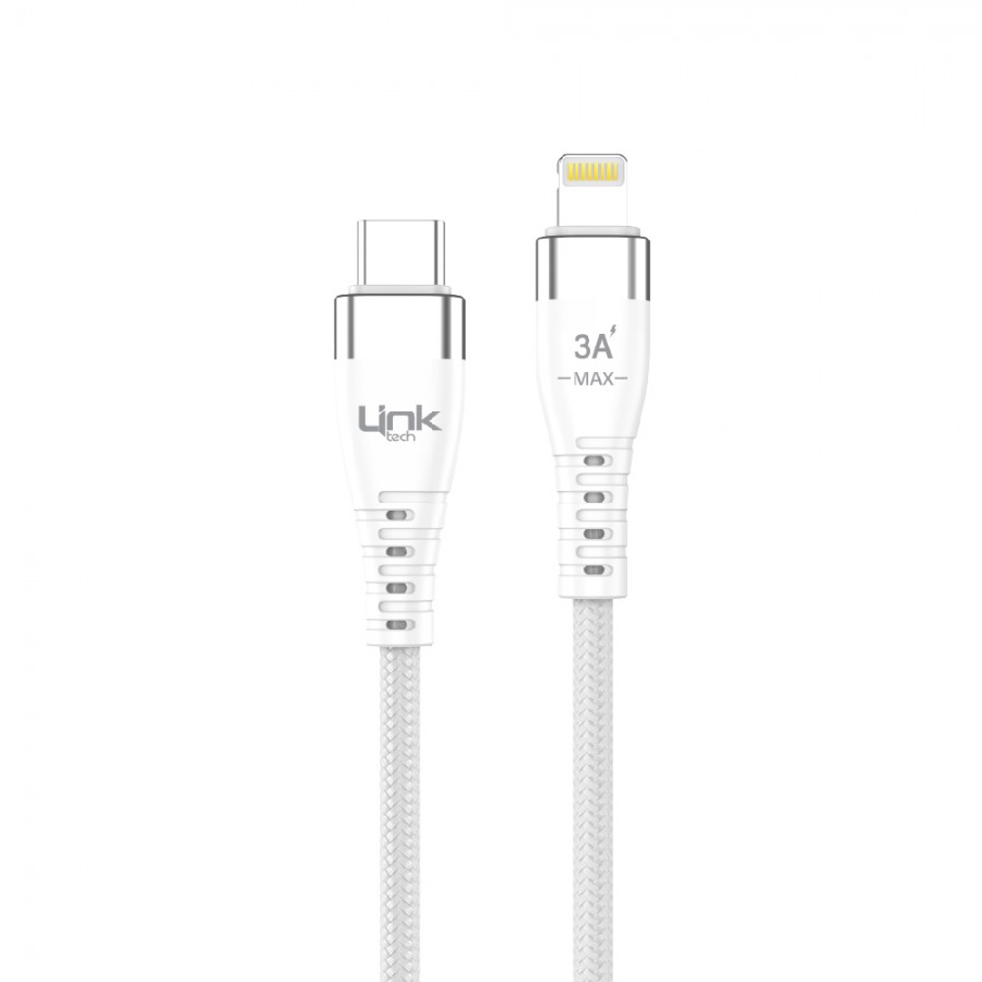 LinkTech K650 MFI Lisanslı Type-C - Lightning 27W 3A Şarj Kablosu Beyaz