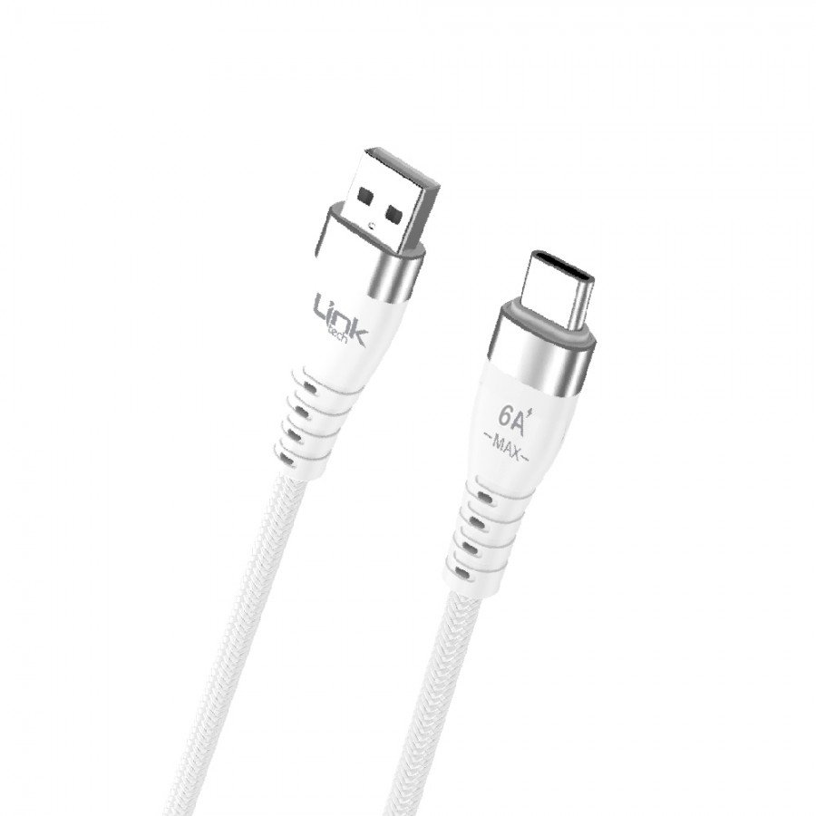 LinkTech K652 USB - Type-C 120W 6A 1mt  Şarj Kablosu Beyaz