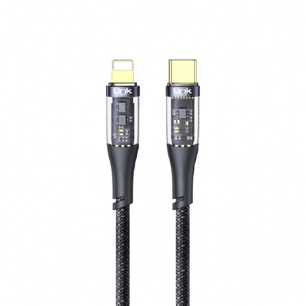 LinkTech K673 Type-C - Lightning 27W 3A 1.3m Örgü Şarj Kablosu …