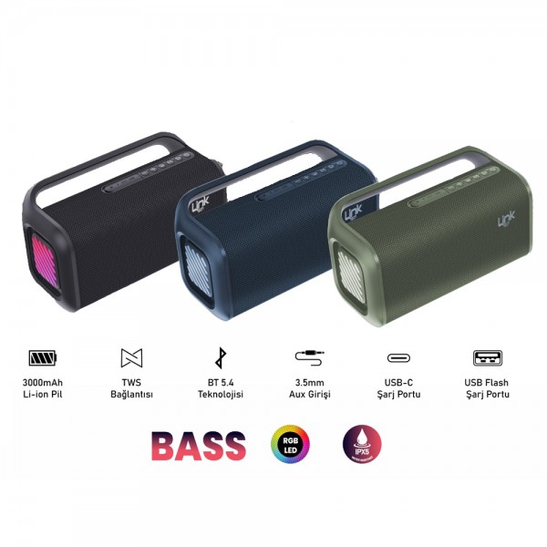 LinkTech M417 Premium RGB IPX5 2x10W Taşınabilir Bluetooth Hoparlör&hellip;