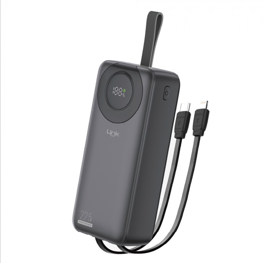 LinkTech P223 30000 mAh 22.5W Led Ekranlı Type-C + Lightning Sabit Kablolu Powerbank