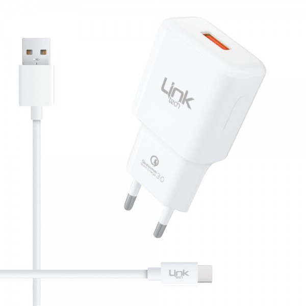 LinkTech T443 18W 2.4A QC3.0 Hızlı Şarj Aleti Type-C Kablo Set 1.2mt…