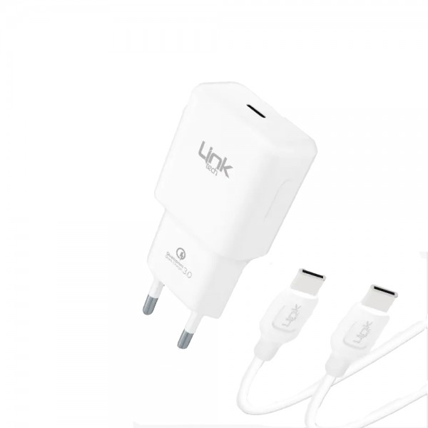LinkTech T465e Eco 20W PD3.0 QC3.0 Type-C to Type-C Şarj Aleti Set… LinkTech T465e Eco 20W PD3.0 QC3.0 Type-C to Type-C Şarj Aleti Set…